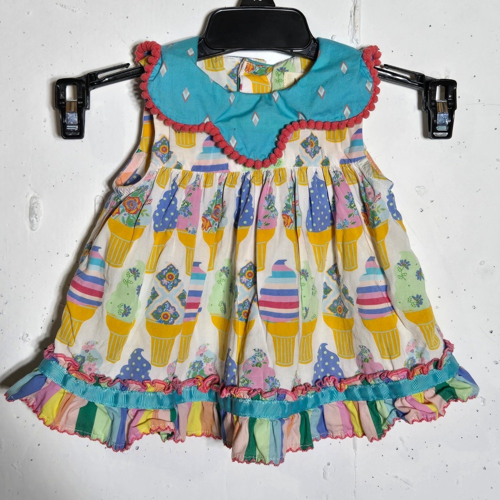Matilda Jane Baby Girls Ice Cream Cone Ruffle Top 3-6M Whimsical Summer Girly